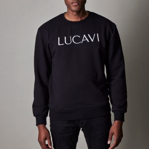 LUCAVI Vienna Sweater Black / White Logo - Large