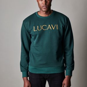 LUCAVI Vienna Sweater Racing Green / Gold Logo - Medium